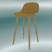 Modelo 3d Cadeira alta com base de madeira e encosto em fibra (H 65 cm, carvalho, ocre) - preview