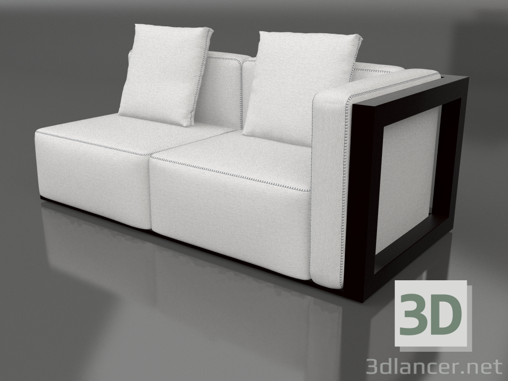Modelo 3d Módulo de sofá, seção 1 direita (preto) - preview