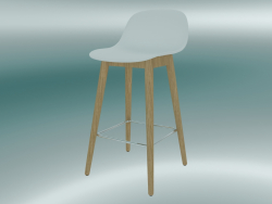 लकड़ी के आधार और बैक फाइबर (एच 65 सेमी, ओक, व्हाइट) के साथ बार कुर्सी