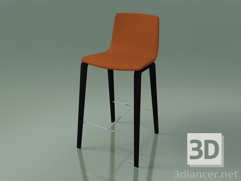 modello 3D Sedia da bar 5902 (4 gambe in legno, imbottita, betulla nera) - anteprima