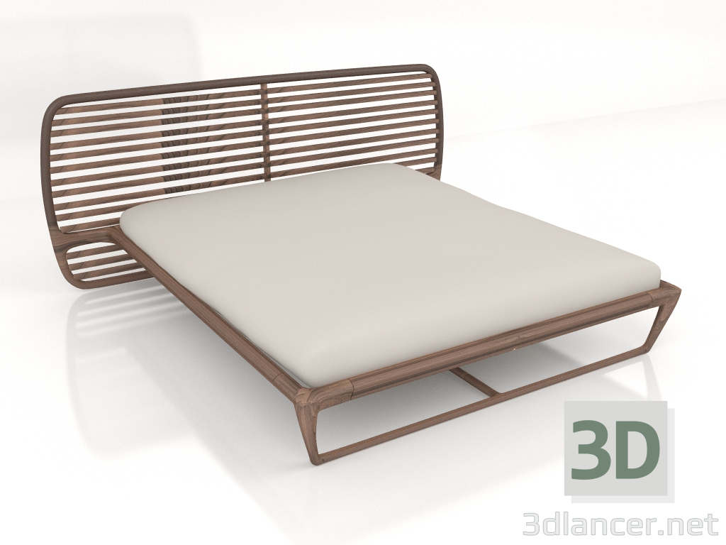 modèle 3D Lit double avec tête de lit basse Valentina - preview