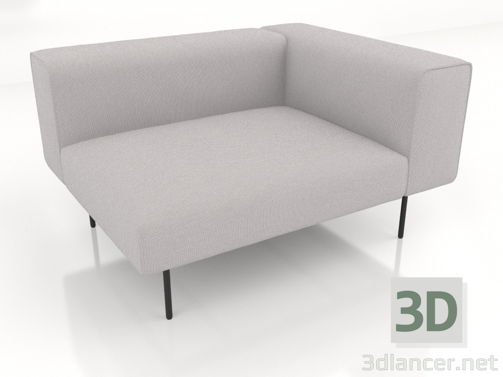 3d model Módulo de sofá de 1 plaza con reposabrazos a la derecha - vista previa