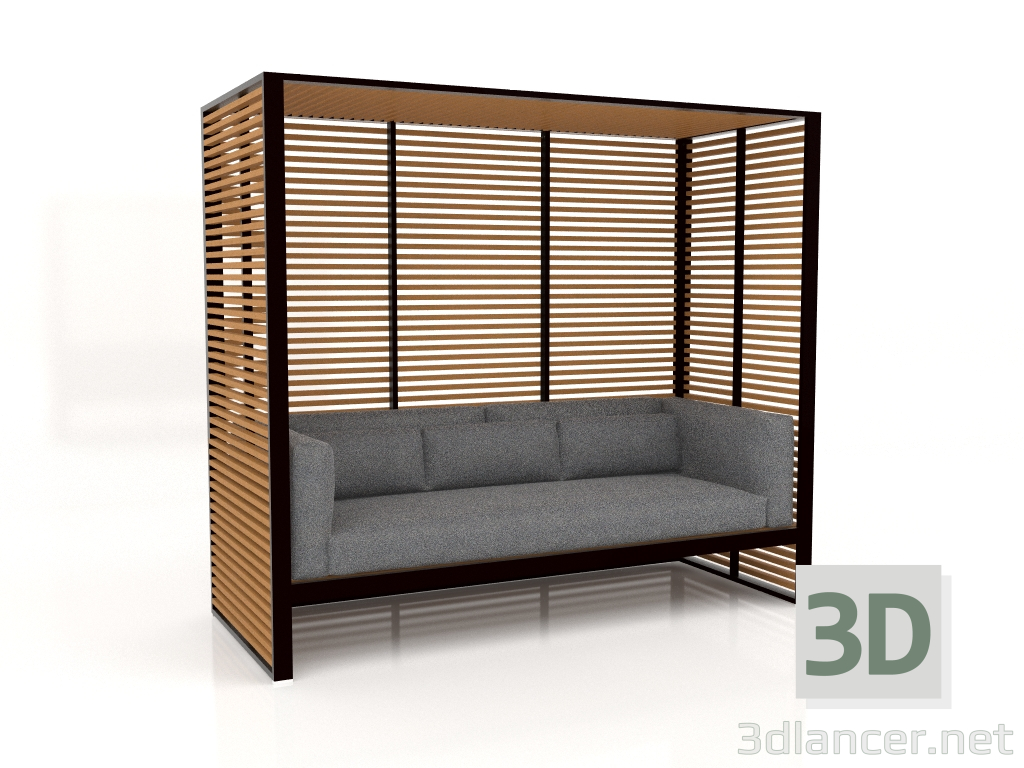 3d model Al Fresco sofa with an aluminum frame made of artificial wood (Black) - preview