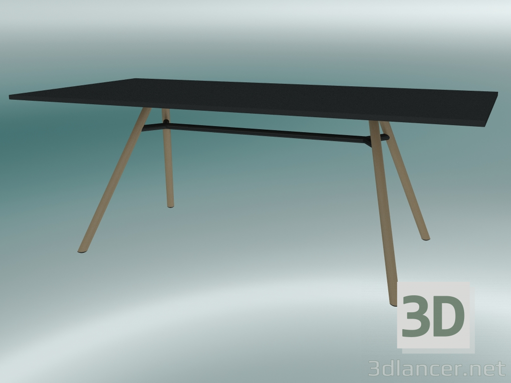 modello 3D Tavolo MART (9820-01 (100x200cm), H 73cm, HPL nero, alluminio impiallacciato frassino naturale) - anteprima