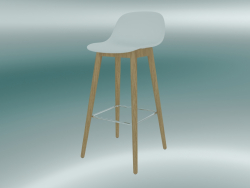Ahşap tabanlı ve arkalıklı Bar sandalyesi (H 75 cm, Meşe, Beyaz)