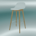 modèle 3D Chaise de bar avec base en bois et dossier en fibre (H 75 cm, chêne, blanc) - preview