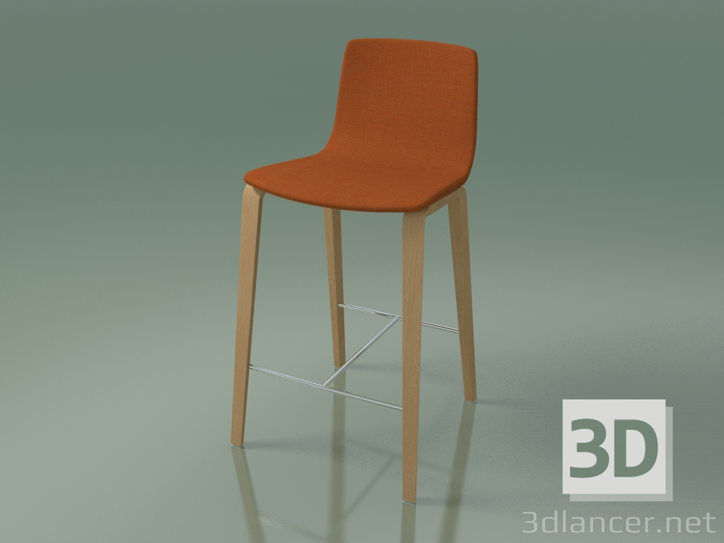 modèle 3D Chaise de bar 5902 (4 pieds en bois, rembourrée, chêne) - preview