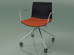 Chair 0290 (4 castors, with armrests, LU1, with seat cushion, PO00109)