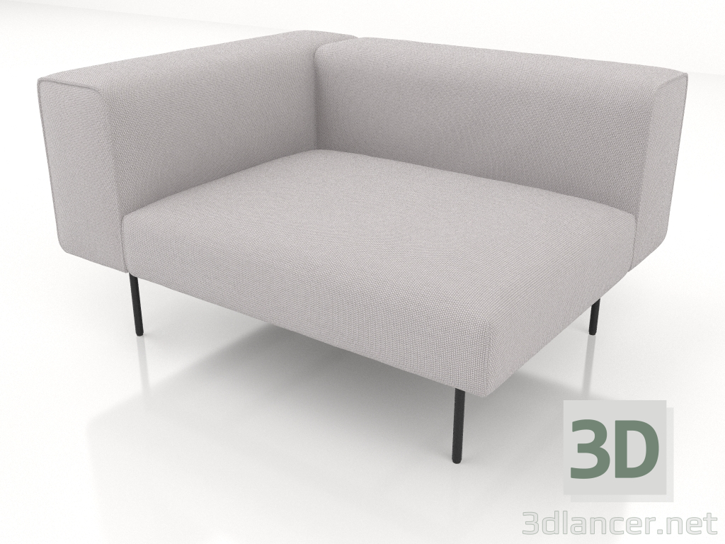 3D modeli Sol kolçaklı 1 kişilik kanepe modülü - önizleme