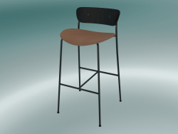 Bar stool Pavilion (AV10, H 95cm, 50x52cm, Black stained oak, Leather - Cognac Silk)
