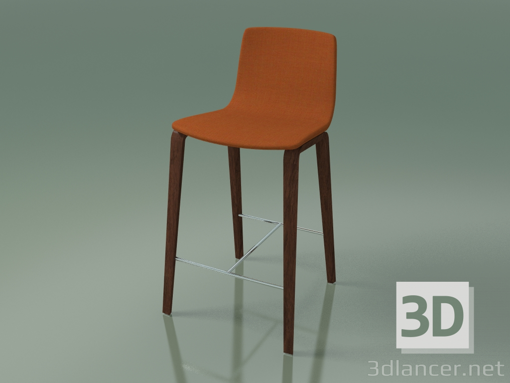 modello 3D Sedia da bar 5902 (4 gambe in legno, imbottita, noce) - anteprima