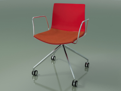 Chair 0290 (4 castors, with armrests, LU1, with seat cushion, PO00104)