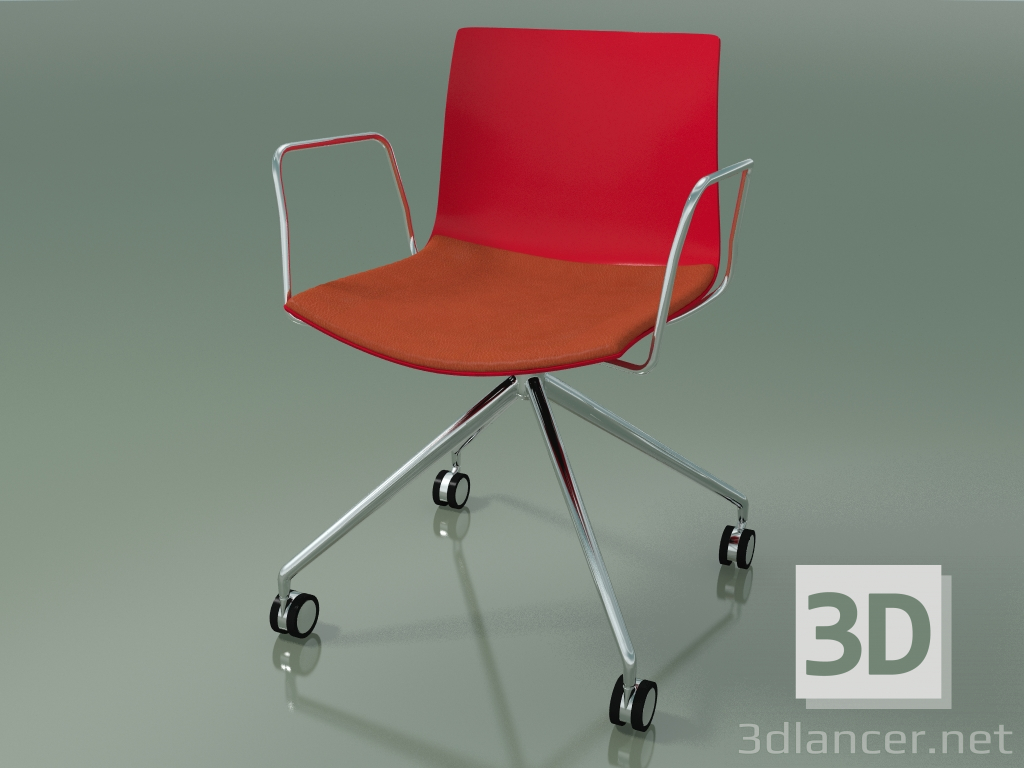 modèle 3D Chaise 0290 (4 roulettes, avec accoudoirs, LU1, avec coussin d'assise, PO00104) - preview