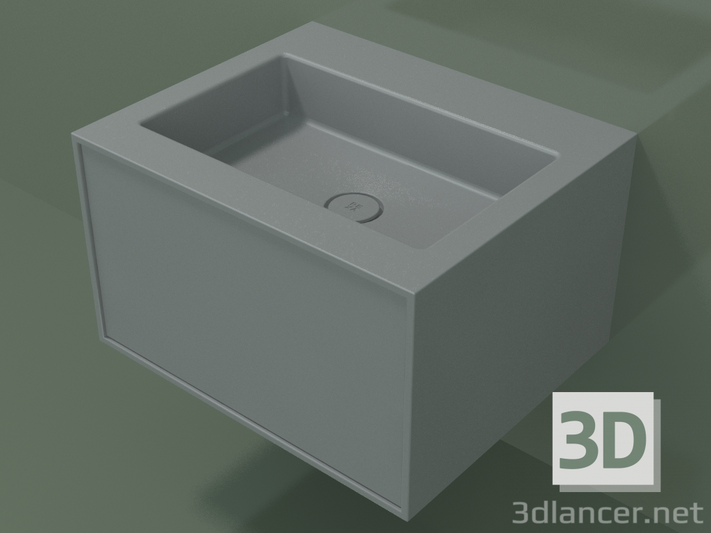 3D Modell Waschbecken mit Schublade (06UC32401, Silbergrau C35, L 60, P 50, H 36 cm) - Vorschau