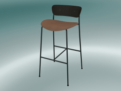 Bar stool Pavilion (AV10, H 95cm, 50х52cm, Walnut, Leather - Cognac Silk)