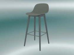 Bar chair with wooden base and back Fiber (H 75 cm, Gray)