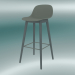 3D modeli Ahşap tabanlı ve arkalıklı Bar sandalyesi (H 75 cm, Gri) - önizleme