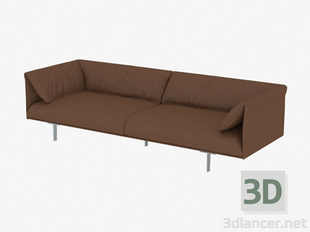 modèle 3D Canapé en cuir marron triple - preview