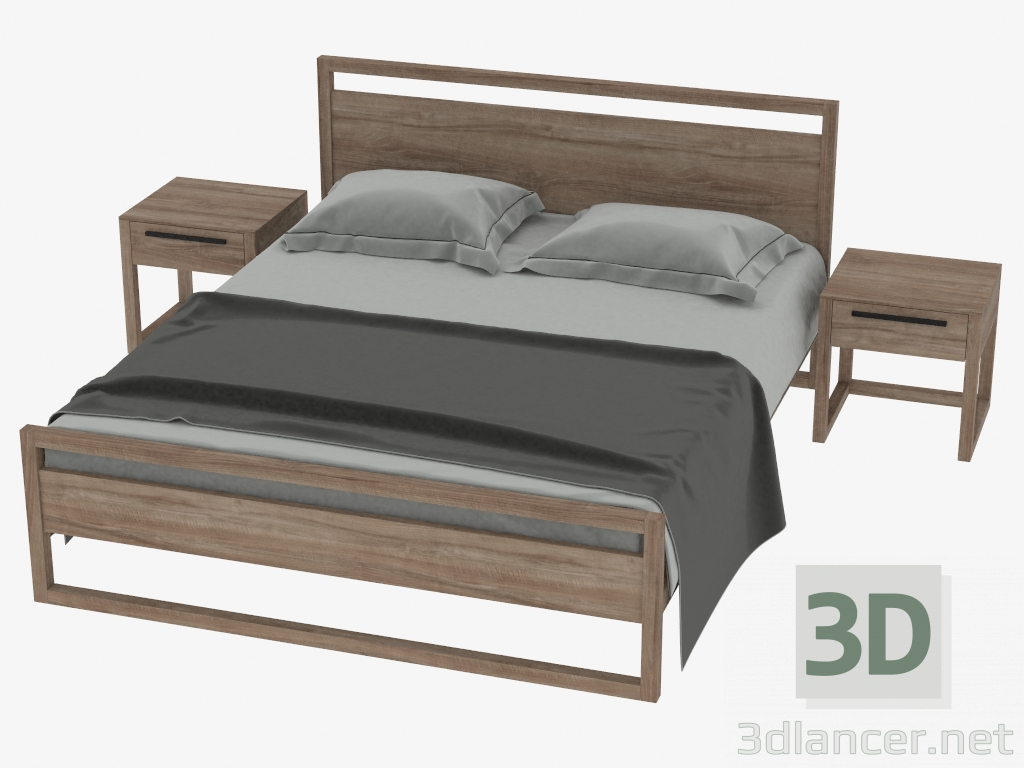 3 डी मॉडल बिस्तर सागौन प्रकाश फ्रेम - पूर्वावलोकन