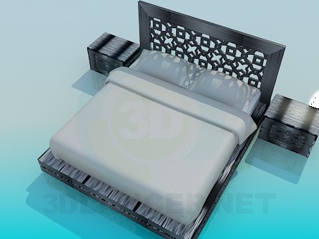 3d модель Двуспальная кровать – превью 3d модель Двуспальная кровать – превью
