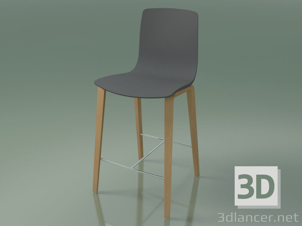 3D Modell Barhocker 3993 (4 Holzbeine, Polypropylen, Eiche) - Vorschau