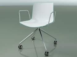 Cadeira 0369 (4 rodízios, com braços, LU1, polipropileno bicolor)
