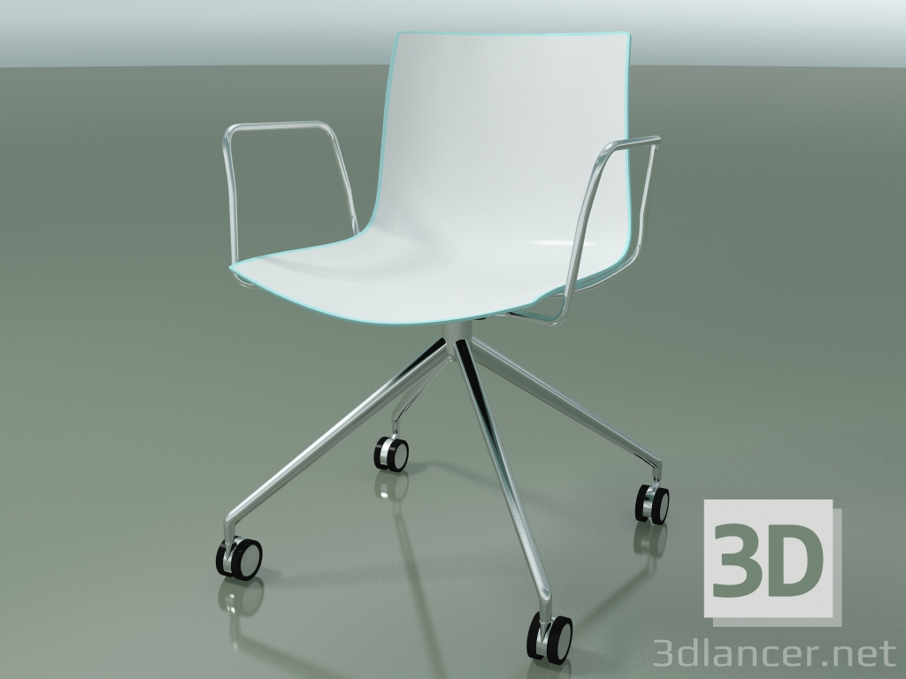 modèle 3D Chaise 0369 (4 roulettes, avec accoudoirs, LU1, polypropylène bicolore) - preview
