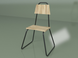 Stuhl (schwarz, helles Furnier)