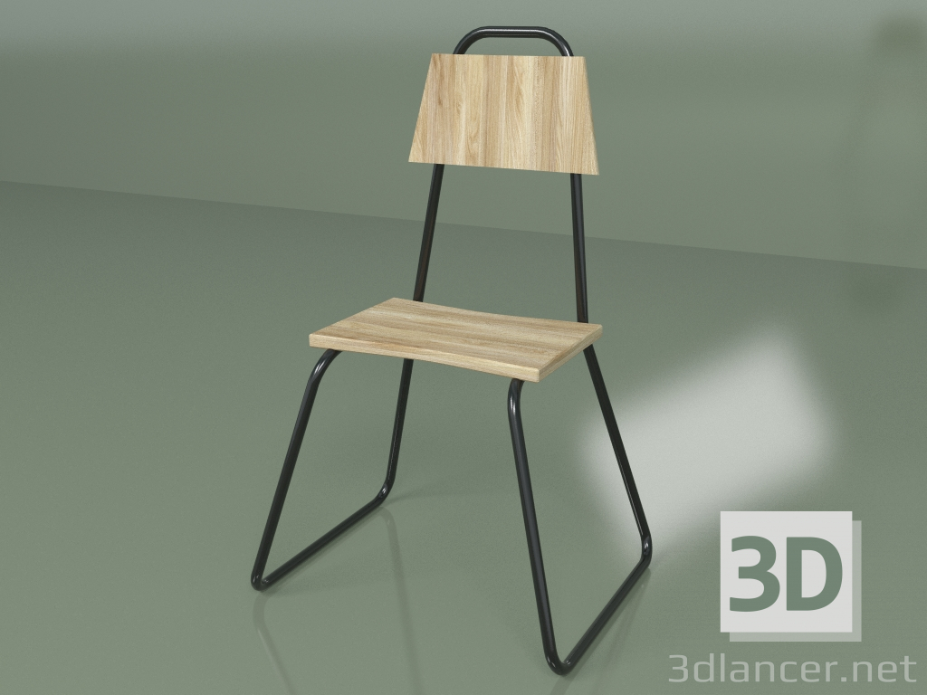 modèle 3D Chaise (noir, placage clair) - preview