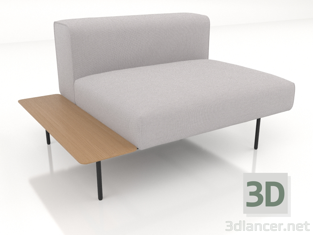 3D modeli Sol tarafta raflı 1 kişilik kanepe modülü (seçenek 3) - önizleme
