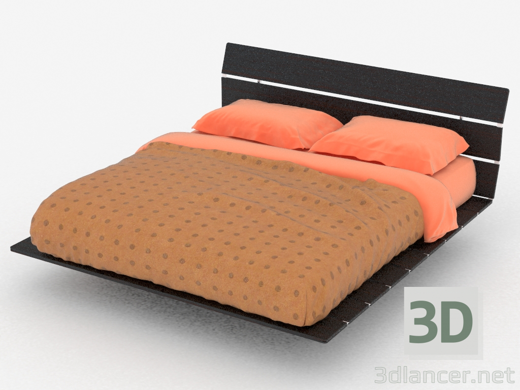 3d модель Кровать двуспальная в восточном стиле Tadao – превью