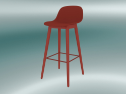लकड़ी के आधार और बैक फाइबर (एच 75 सेमी, डस्टी रेड) के साथ बार कुर्सी