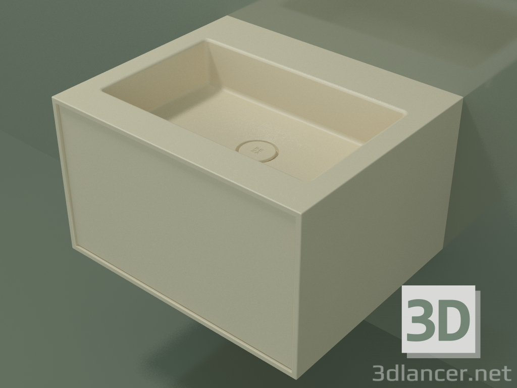 3D Modell Waschbecken mit Schublade (06UC32401, Knochen C39, L 60, P 50, H 36 cm) - Vorschau