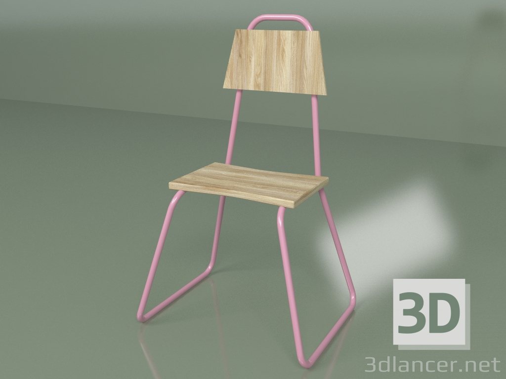 modèle 3D Chaise (rose, placage clair) - preview