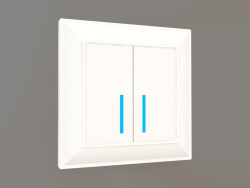 Interruptor de toque de dois grupos com luz de fundo (branco brilhante)