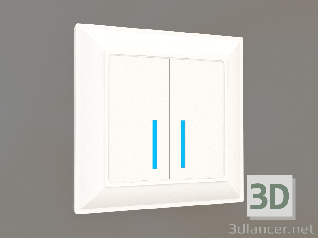 3D modeli Arka aydınlatmalı iki çete dokunmatik anahtar (parlak beyaz) - önizleme