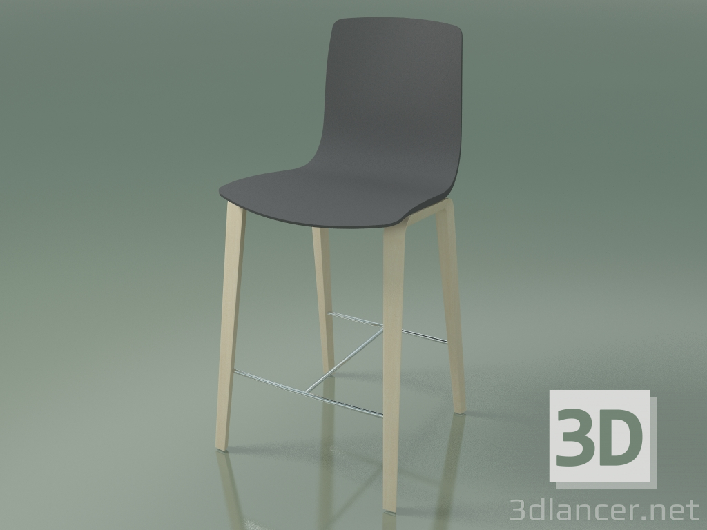 modello 3D Sedia bar 3993 (4 gambe in legno, polipropilene, betulla bianca) - anteprima