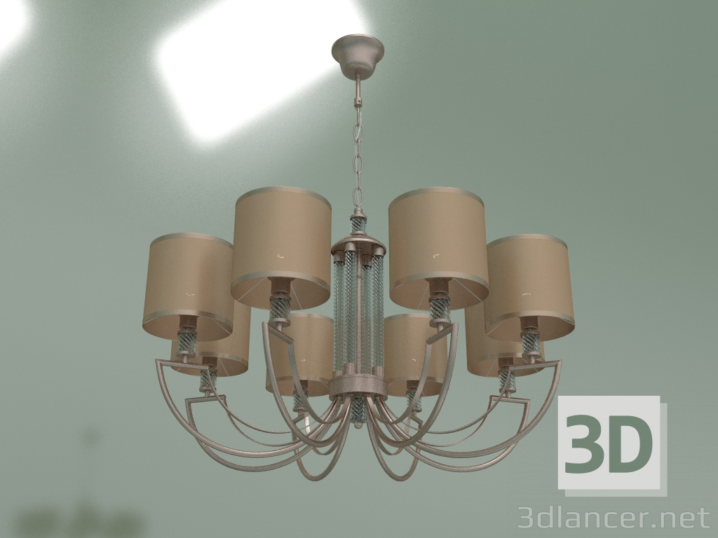 modello 3D Lampadario a sospensione Licata 60099-8 (oro perla) - anteprima