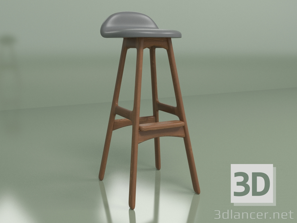 3d model Bar stool Buch 3 (solid walnut, dark grey) - preview