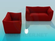 Sofa mit Sessel