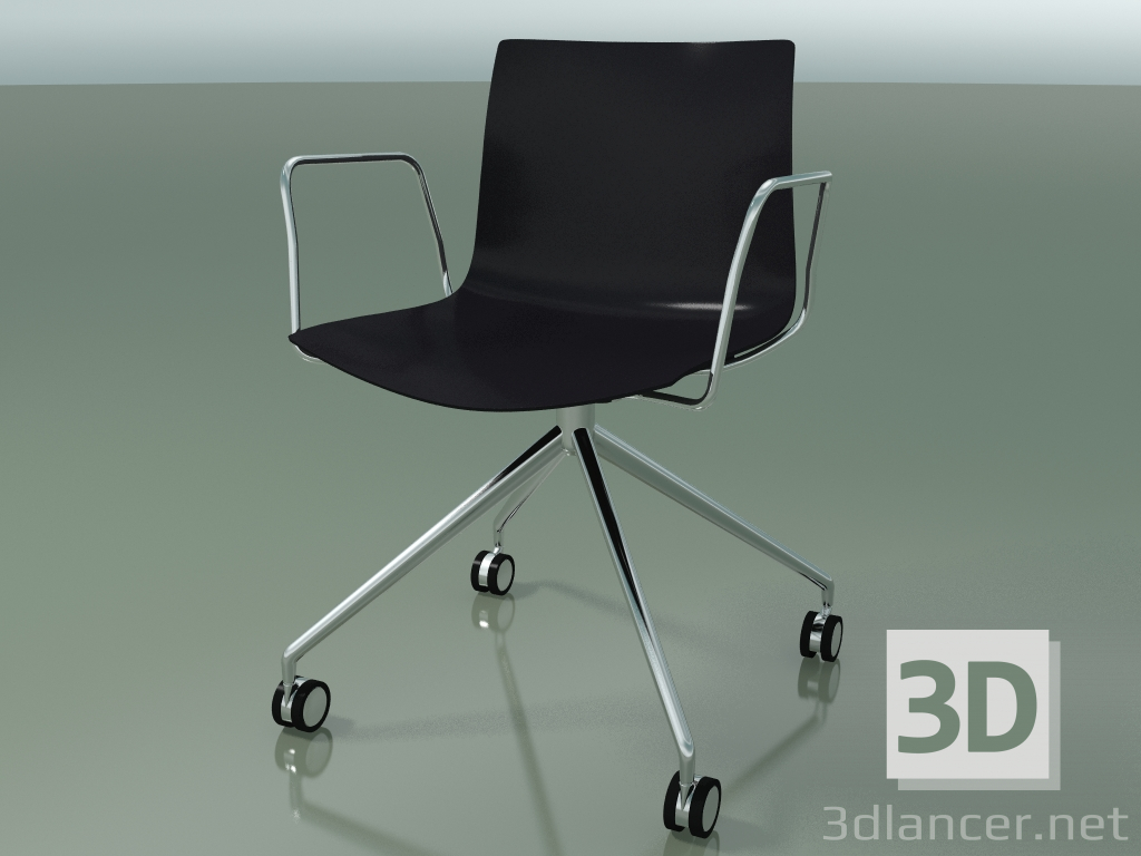 3d model Chair 0369 (4 castors, with armrests, LU1, polypropylene PO00109) - preview