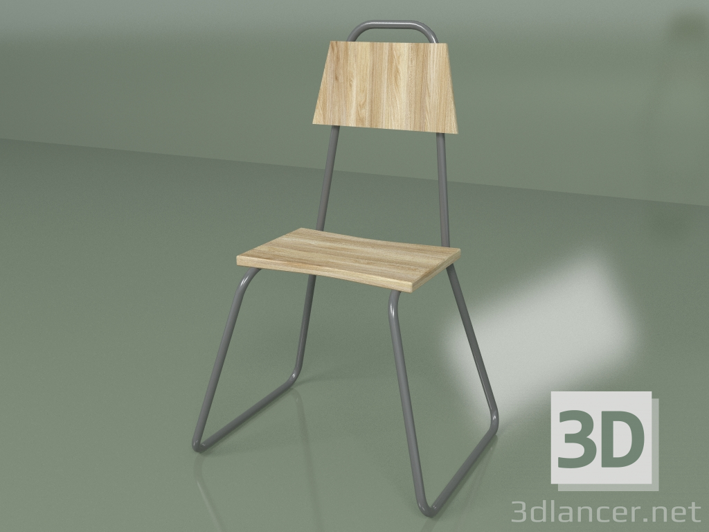 3D Modell Stuhl (dunkelgrau, helles Furnier) - Vorschau