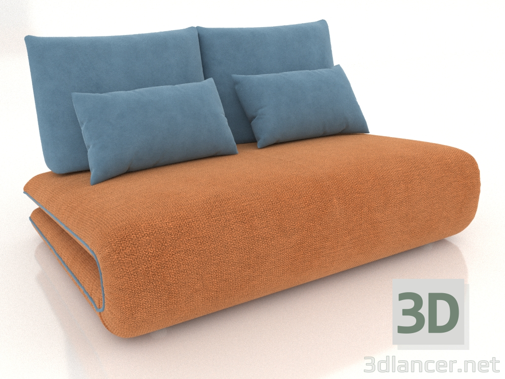modello 3D Divano letto Justin-2 (arancione-turchese) - anteprima