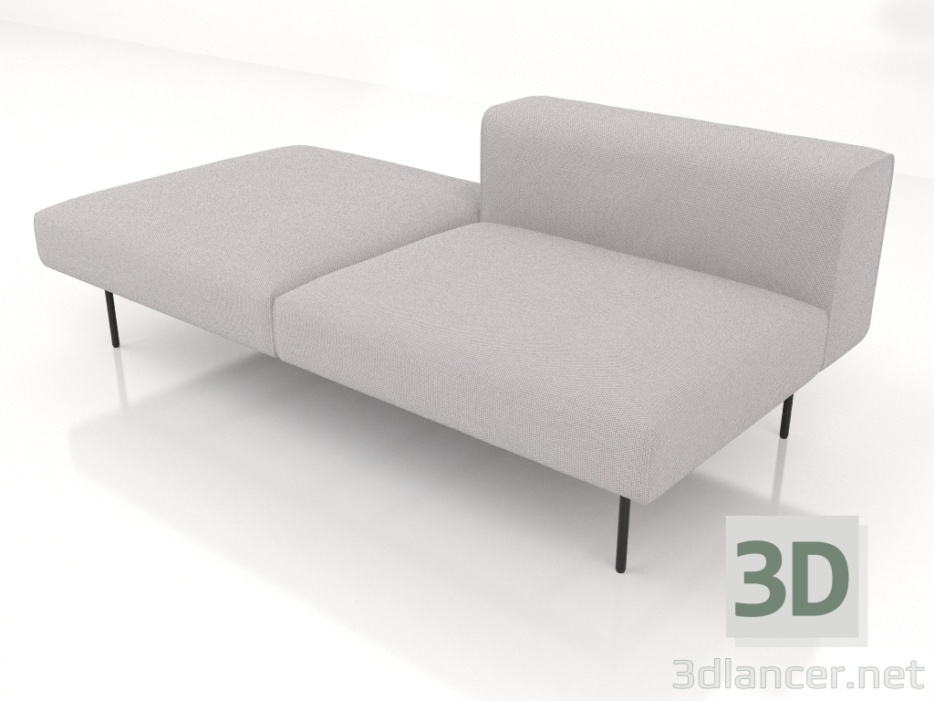 modèle 3D Module canapé 3 places avec demi-dossier - preview