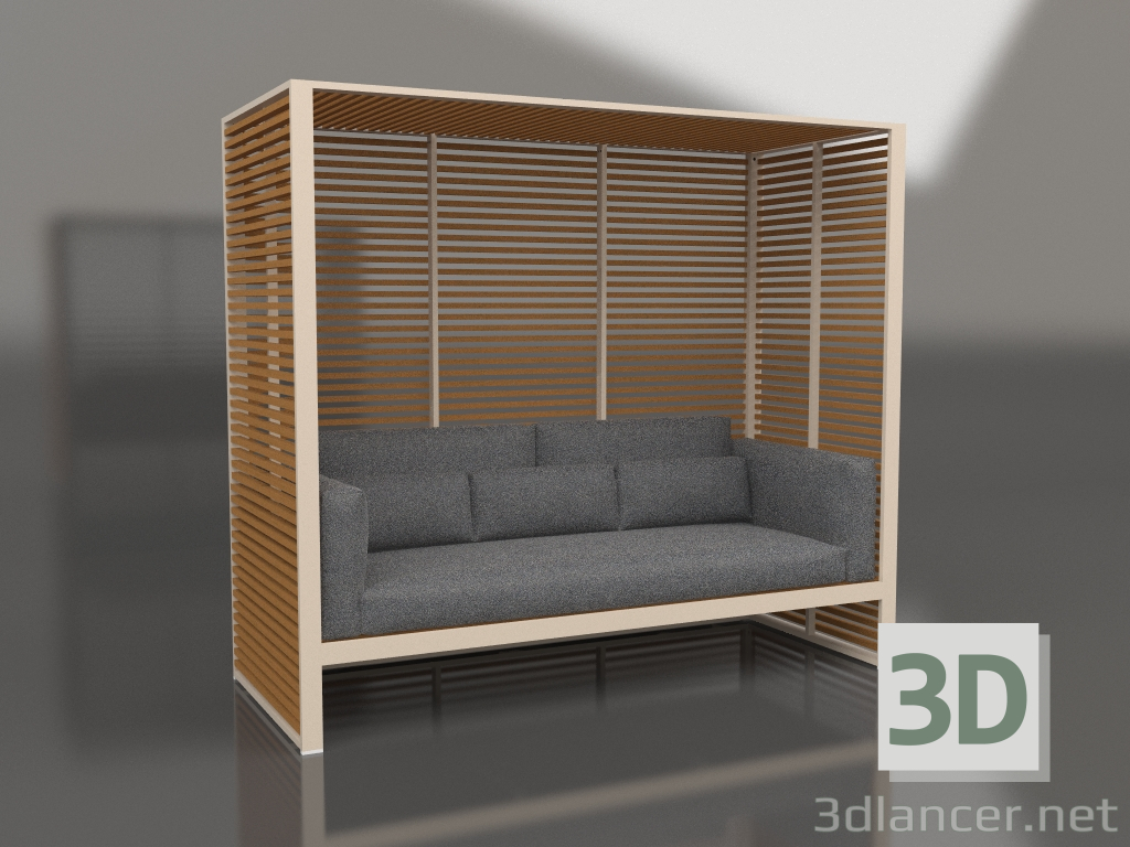 modèle 3D Canapé Al Fresco avec structure en bois artificiel et aluminium et dossier haut (Sable) - preview