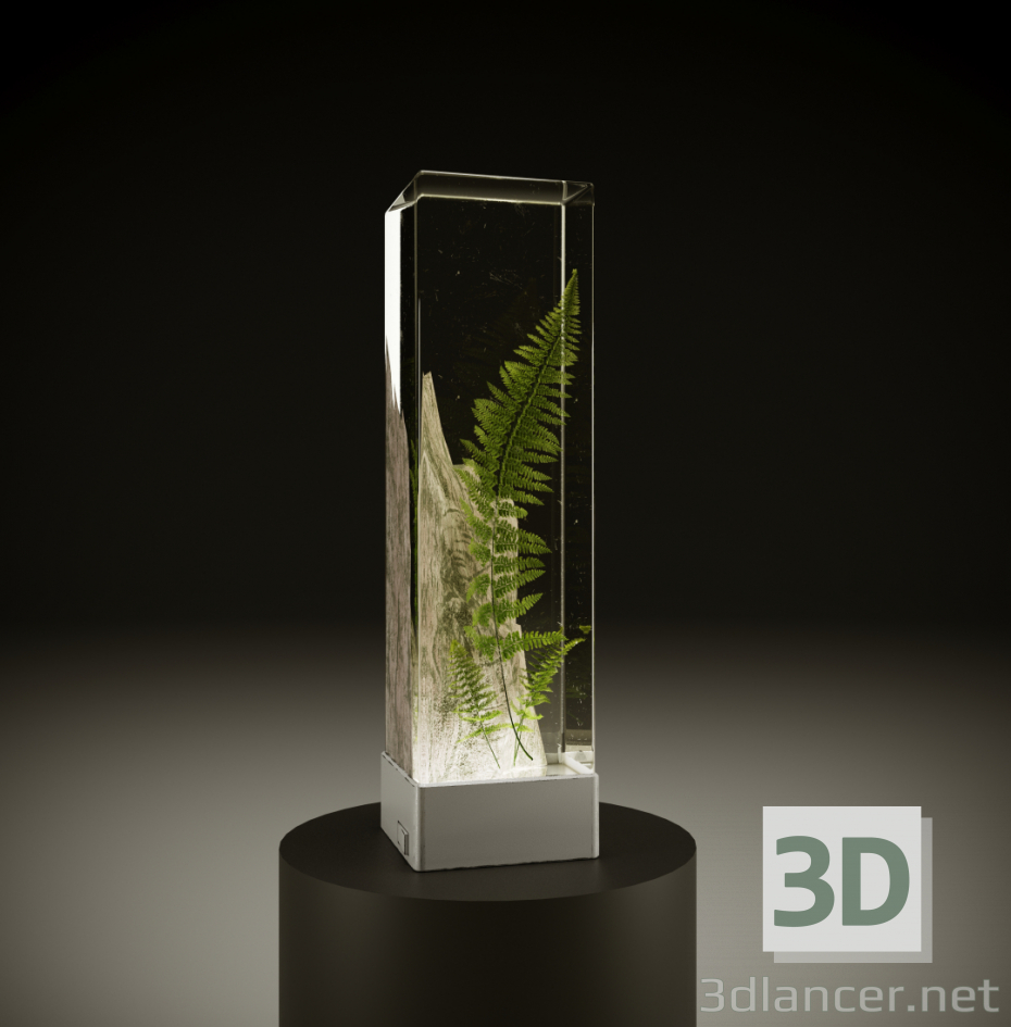3d Resin and wood lamp model buy - render