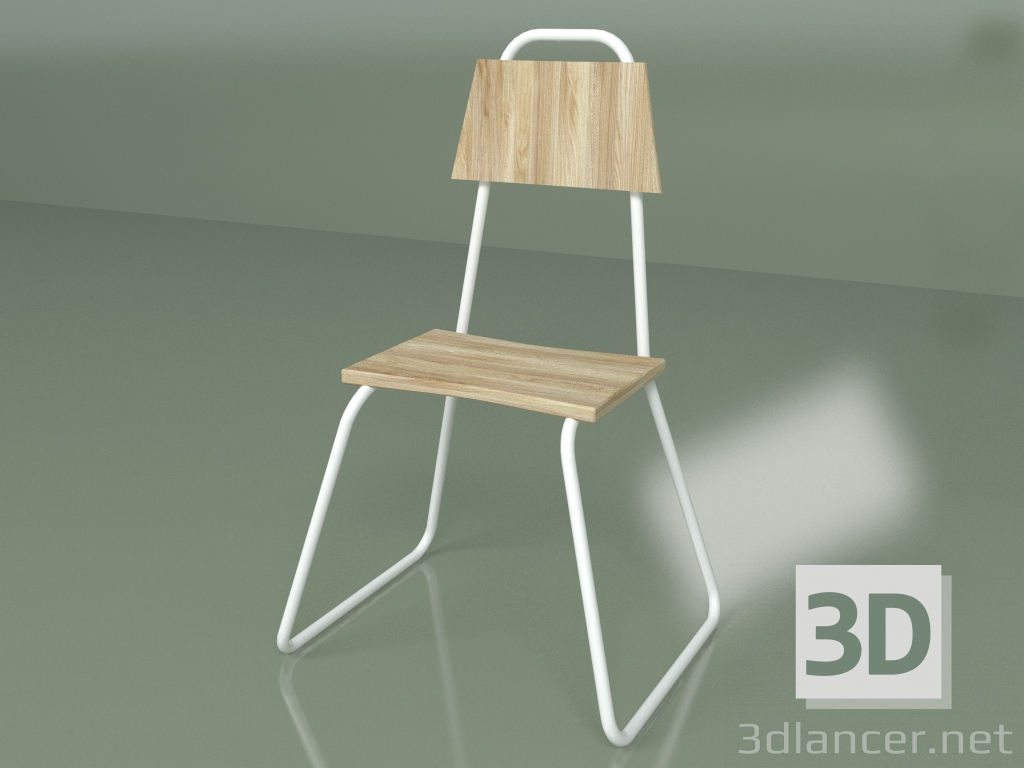 modèle 3D Chaise (blanc, placage clair) - preview