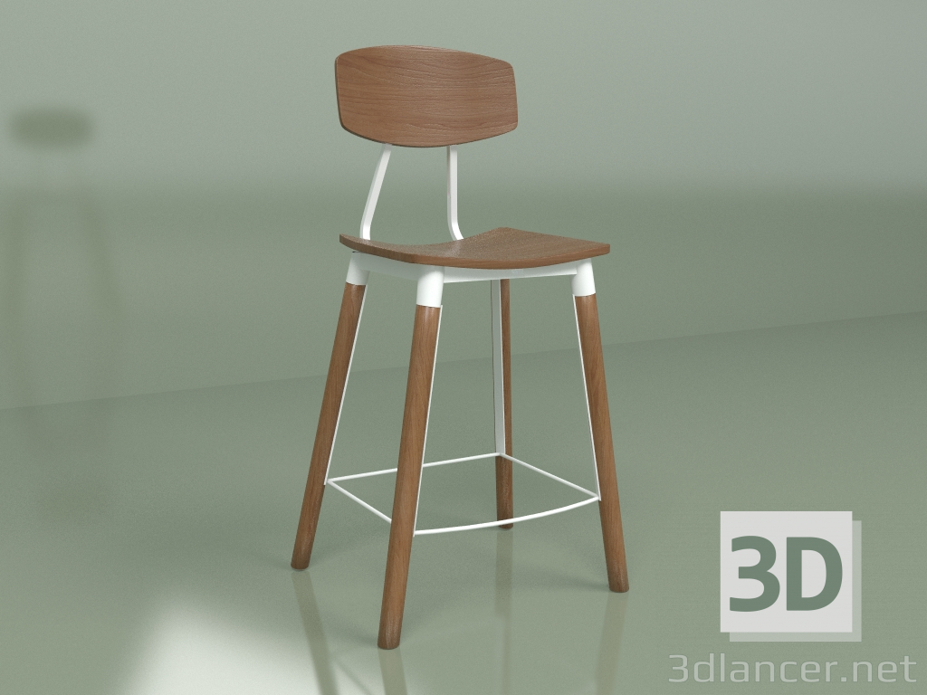3D modeli Yarı bar sandalyesi Copine (koyu kahverengi, beyaz) - önizleme