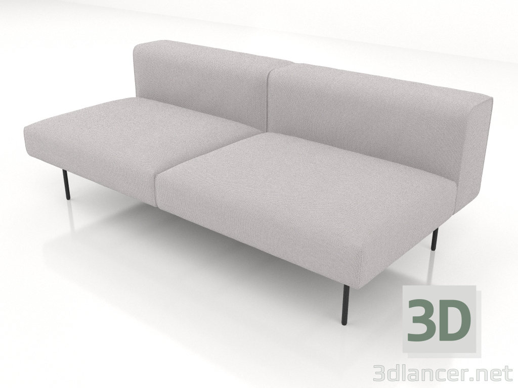 modèle 3D Module canapé 3 places avec dossier - preview