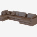 3d model sofá de la esquina modular de cuero - vista previa